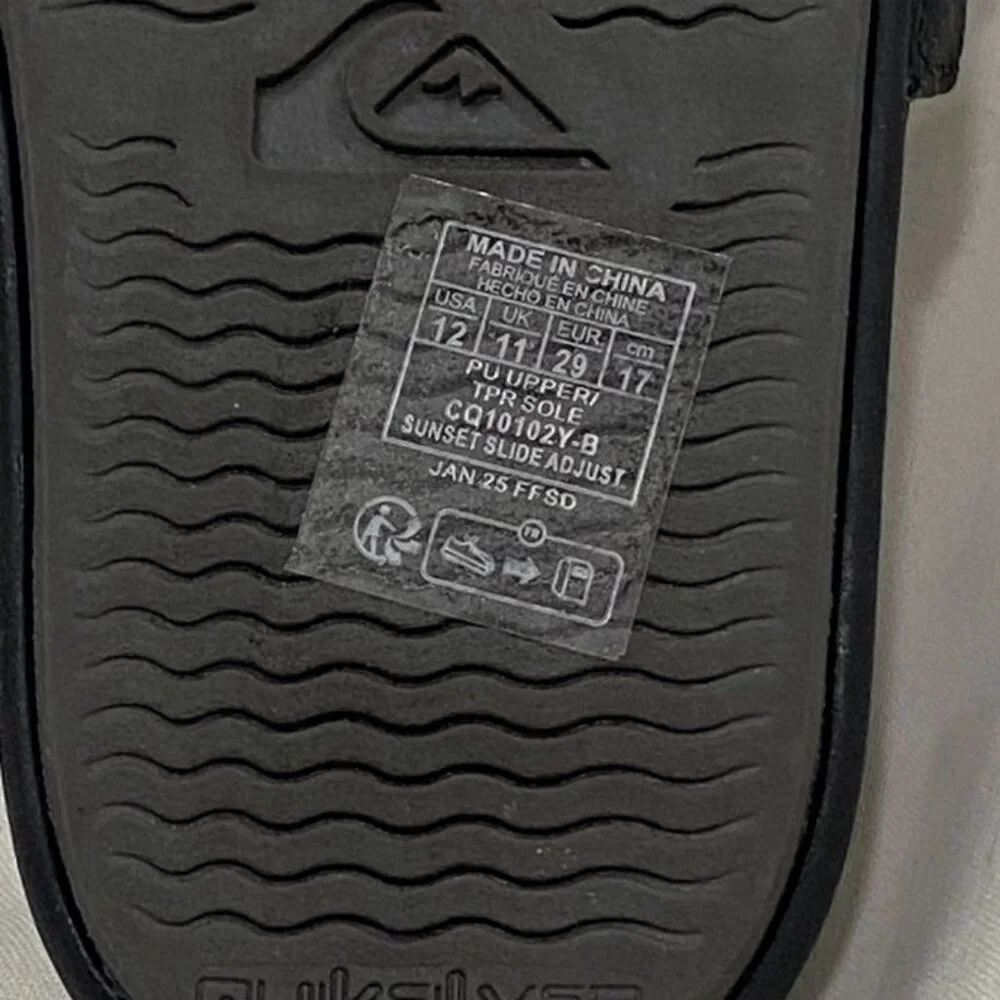 Quiksilver Sunset Slide Adjust Black Sandals Youth 12 / EU 29